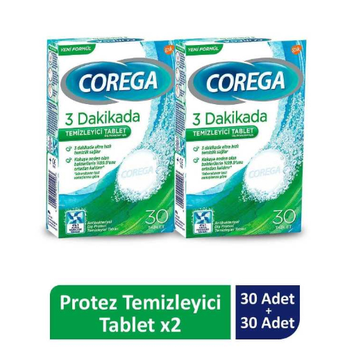 Corega Cleanser Bio Protez Temizleme Tableti 30'lu X 2 Adet