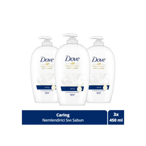 Dove Nemlendirici Sıvı Sabun Caring 1/4 Nemlendirici Krem Etkili 450 ml x3 Adet