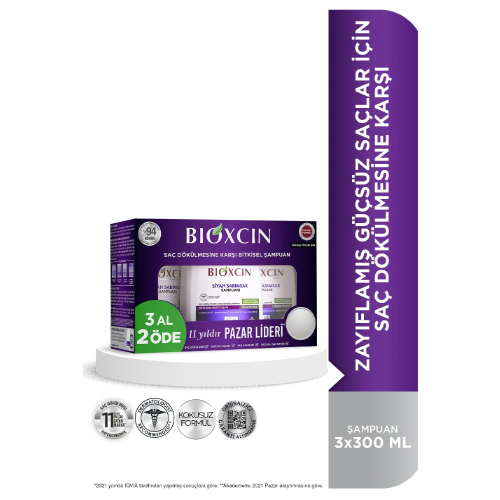 Bioxcin Siyah Sarımsak Şampuan 3x300 Ml - Saç Dökülmesi Şampuanı