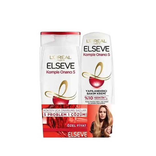 Elseve Komple Onarıcı 5 Şampuan 360 ml + Bakım Kremi 175 ml Set 