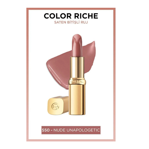 L'Oreal Paris Color Riche Saten Bitişli Ruj - 550 Nude Unapologetic