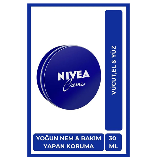 NIVEA Creme 30ml, Yoğun Nemlendirici, Bakım Yapan Koruma, Eucerit, Yumuşak ve Pürüzsüz Cilt, El Yüz Vücut