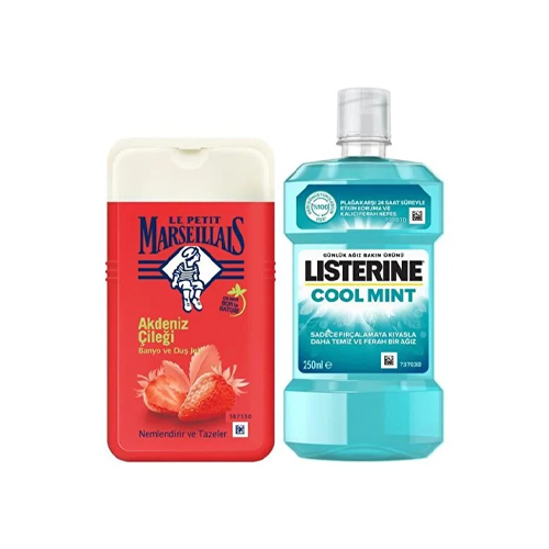 Le Petit Marseillais Duş Jeli Akdeniz Çileği 250 ml + Listerine Cool Mint 250 ml