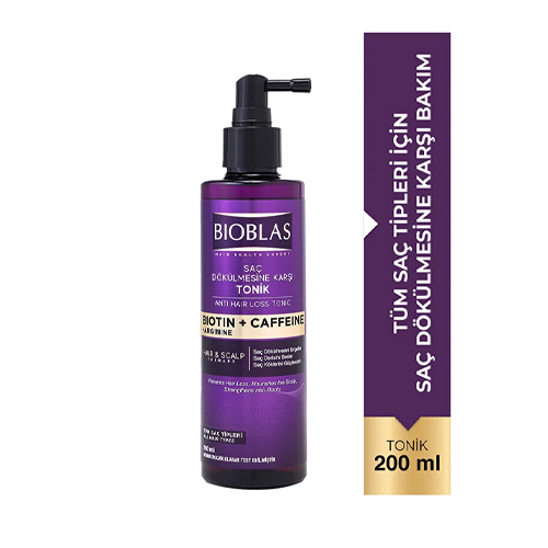 Bioblas Kafein Arjinin Biotin Saç Dökülmesi Karşıtı Tonik 200 Ml Besleyici, Güçlendirici, Dökülme Karşıtı