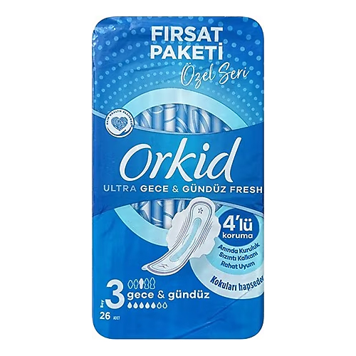 Orkid Ultra Gece ve Gündüz 3 Numara 26 Ped